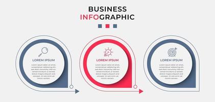 Plantilla de diseño infográfico con iconos y 3 opciones o pasos. vector