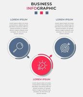 Plantilla de diseño infográfico con iconos y 3 opciones o pasos. vector