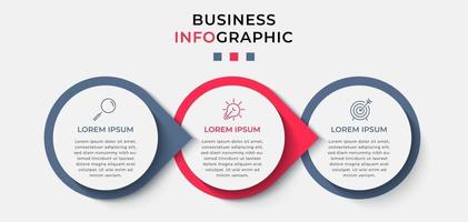 Plantilla de diseño infográfico con iconos y 3 opciones o pasos. vector