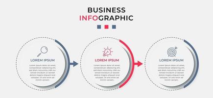 Plantilla de diseño infográfico con iconos y 3 opciones o pasos. vector