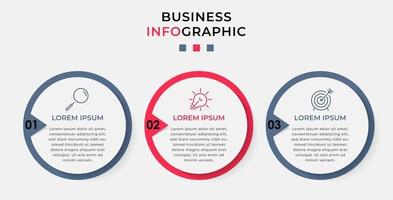 Plantilla de diseño infográfico con iconos y 3 opciones o pasos. vector