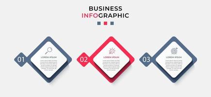 Plantilla de diseño infográfico con iconos y 3 opciones o pasos. vector