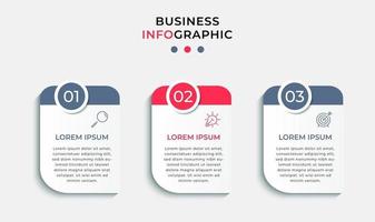 Plantilla de diseño infográfico con iconos y 3 opciones o pasos. vector