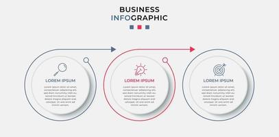 Plantilla de diseño infográfico con iconos y 3 opciones o pasos. vector