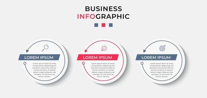 Plantilla de diseño infográfico con iconos y 3 opciones o pasos. vector