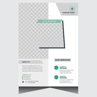 Green and white business flyer design template vector