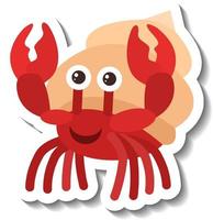 Cute hermit crab cartoon sticker vector