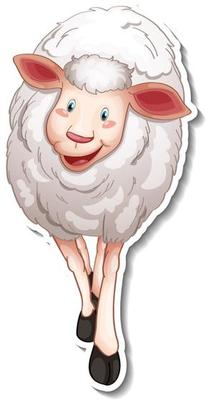 Sticker design with cute sheep cartoon character