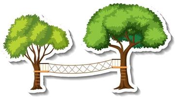 Tree wooden bridge with rope vector