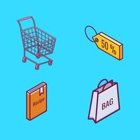 Cartoon illustration of cute shopping elements vector