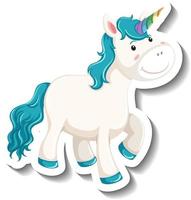 Cute unicorn standing pose on white background vector