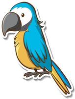 Sticker design with cute parrot isolated vector