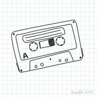 Doodle cassette de cinta de audio retro vector