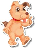 Sticker design with a dog in standing pose isolated vector