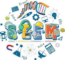 STEM education logo with icon ornament elements vector
