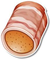 A bacon wrapped sausage sticker on white background vector