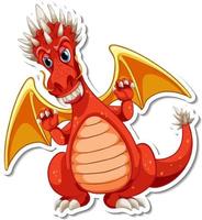 Red Dragon cartoon character sticker vector