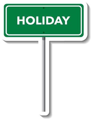 Holiday road sign with pole on white background