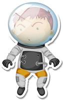 A sticker template with an astronaut cartoon character isolated vector