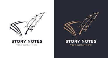 note and quill logo design vector