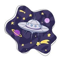 Spacecraft and Stars Cartoon Illustration vector