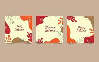 Greeting card happy autumn instagram post vector