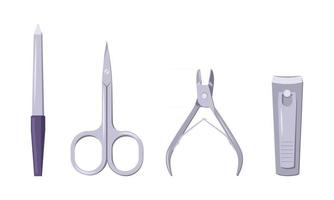 A set of tools for manicure. Scissors, tweezers and nail files icons vector