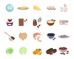 Source of calcium. A set of dairy products, nuts and dried fruits vector