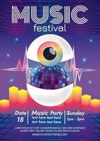 surreal eye music festival poster for party vector