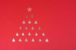 Red and white elements that are used to decorate the Christmas tree photo