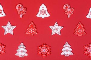 Red and white elements that are used to decorate the Christmas tree photo