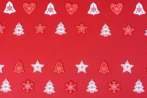 Red and white elements that are used to decorate the Christmas tree photo