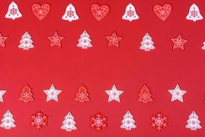 Red and white elements that are used to decorate the Christmas tree photo