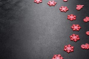 Red and white elements that are used to decorate the Christmas tree photo