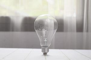 Light bulb placed on the desk, new idea photo