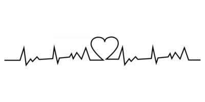 Black Heartbeat Line Heart Cardio vector
