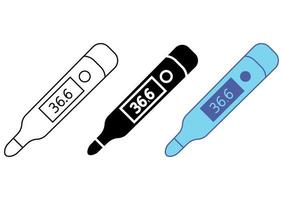 termómetro clásico electrónico digital médico. Equipo medico. icono de control de temperatura. signo de medición de la temperatura corporal. pictograma para página web, aplicación móvil, promoción. vector