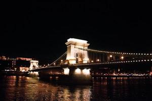 Night View of Chain Bridge, Budapest, Hungary photo