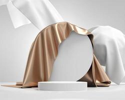 White Podium Platform For Product Display with Cloth Showcase 3D photo