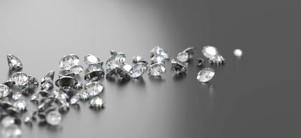 Diamond Group placed on Black Background with soft focus 3D rendering photo