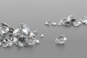 Diamond Group placed on Black Background with soft focus 3D rendering photo