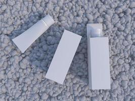 imagen de maqueta de representación 3D de tubos y cajas de espuma blanca. foto
