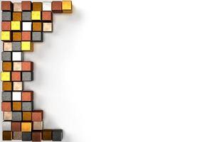 3d rendering image of colorful metal cubic.