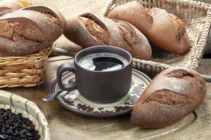 Breakfast with coffee and bread photo