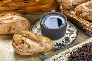 Breakfast with coffee and bread photo