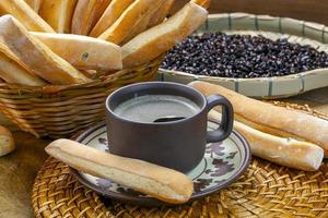 Breakfast with coffee and bread photo