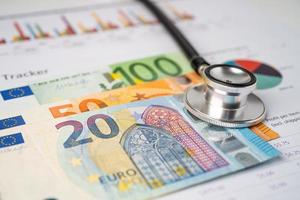 Stethoscope on EU banknotes, photo