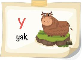 letra del alfabeto animal y para vector de ilustración de yak