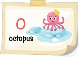 animal alphabet letter O for octopus illustration vector