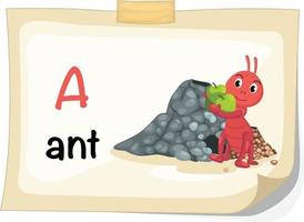 animal alphabet letter A for ant illustration vector